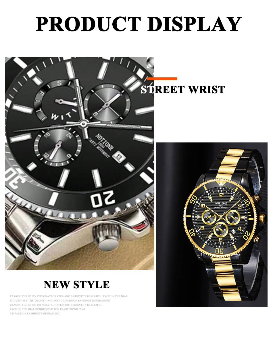 Luxury Men's Business Watches Men Silver Stainless Steel Quartz