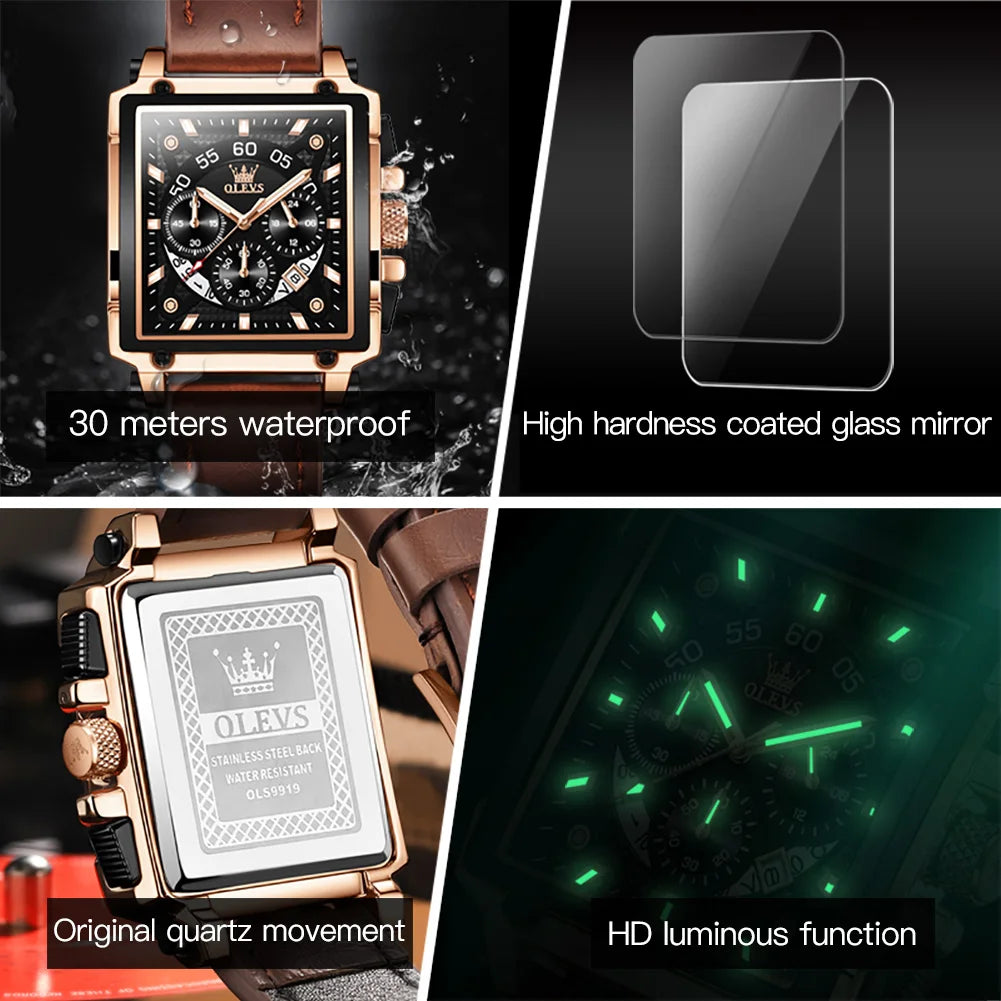 OLEVS Luxury Men Watch Waterproof Square Watch for Men Luminous Top Brand Quartz Wristwatch Fashion watch man luxury original