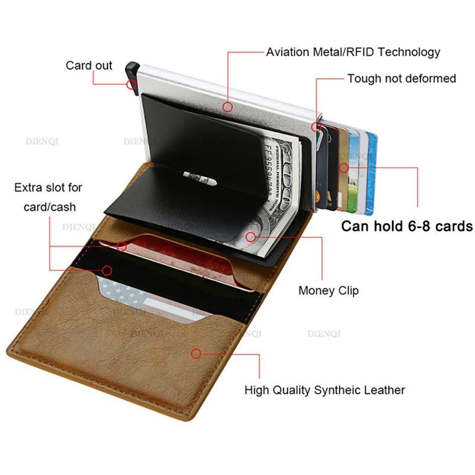 Anti Thief Rfid Credit Card Holder Smart Minimalist Wallet Pocket Men