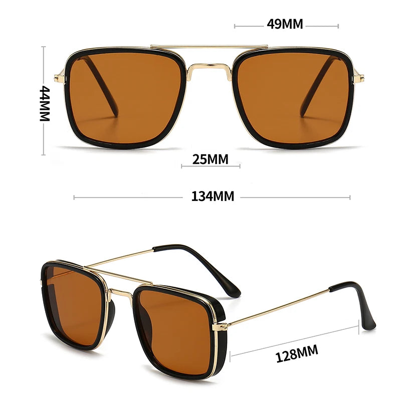 Fashion Sunglasses Metal Small Square Frame UV Protection